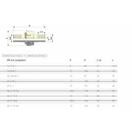 Empalme manguera plástico 20 mm