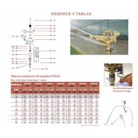 Aspersor VYR-60 Latón Sectorial Con Tornillo Difusor 3/4" Hembra Vyrsa